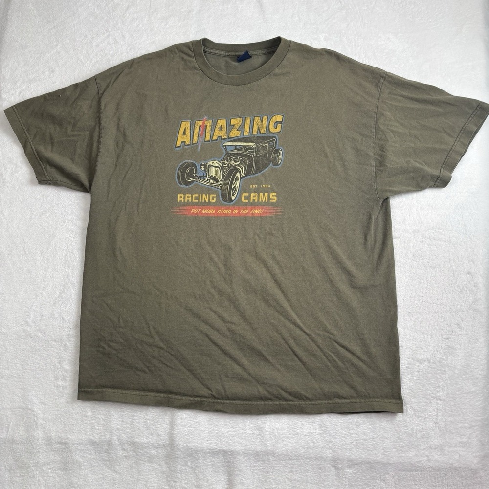 VTG Fossil Brand Amazing Racing Cams Green Short Sleeve Graphic Shirt‎ Men's XL